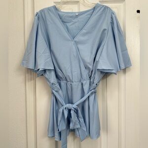 Ladies Light Blue Wrap Top 4XL